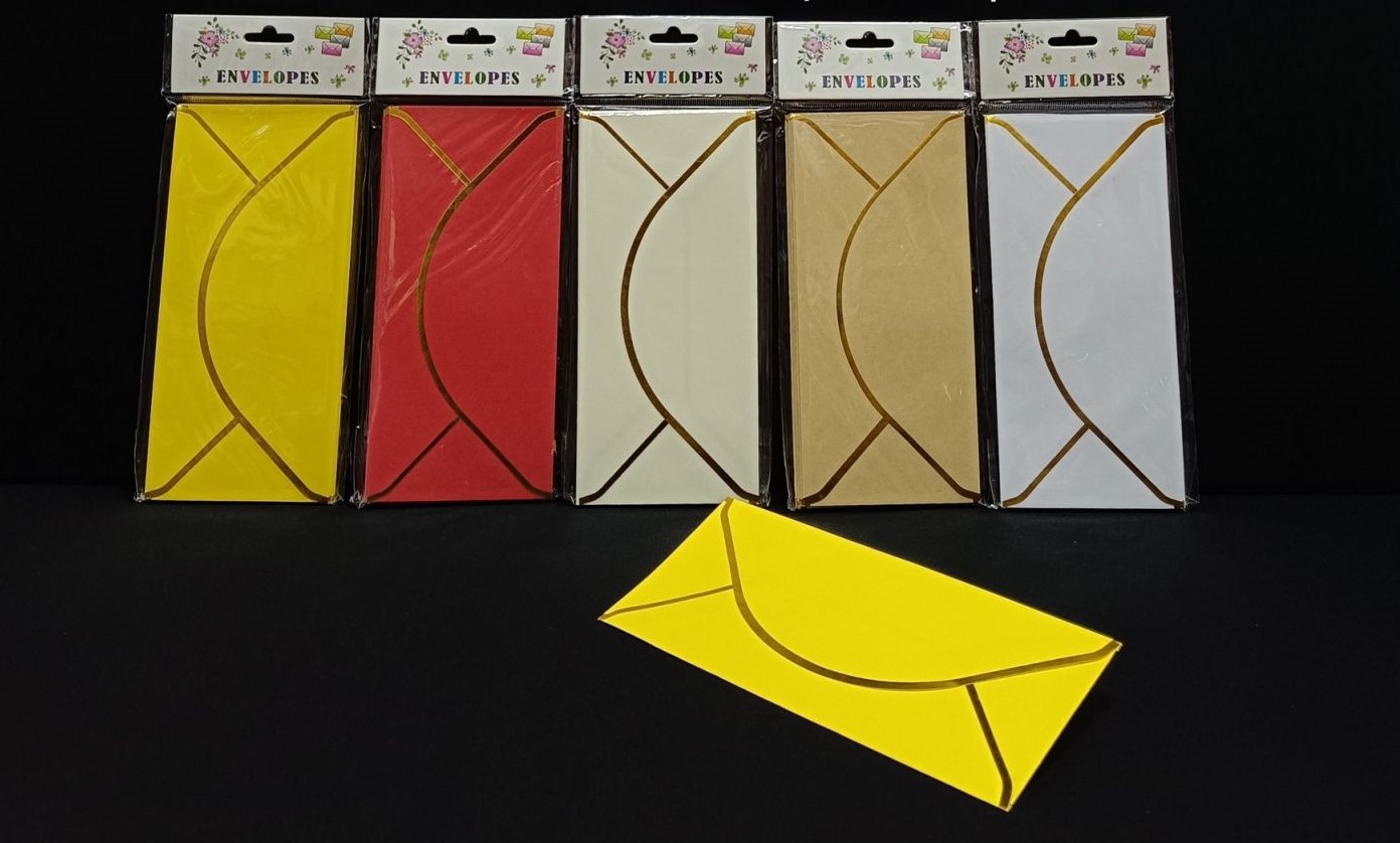 Colored Envelope with Gold Edges - Pack of 10